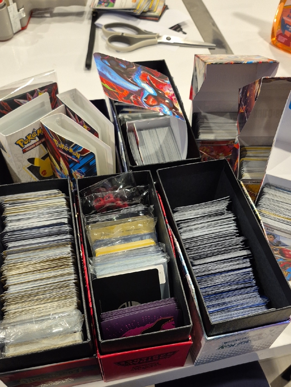 Assorted Trading Card Storage Boxes, Sleeves,Cards Dices